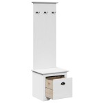 vidaXL Dulap de hol cu cârlige „BODO” Alb 50x40x157 cm