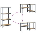vidaXL Raft de depozitare cu 4 niveluri, antracit, oțel/lemn prelucrat vidaXL Raft de depozitare cu 4 niveluri, antracit, oțel/lemn prelucrat