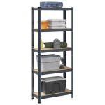 vidaXL Raft de depozitare cu 5 niveluri, antracit, oțel/lemn prelucrat vidaXL Raft de depozitare cu 5 niveluri, antracit, oțel/lemn prelucrat