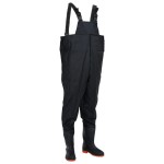 vidaXL Salopetă cu pieptar și cizme, negru, mărimea 45 vidaXL Salopetă cu pieptar și cizme, negru, mărimea 45