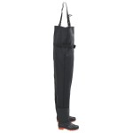 vidaXL Salopetă cu pieptar, cizme și curea, negru, mărimea 45 vidaXL Salopetă cu pieptar, cizme și curea, negru, mărimea 45