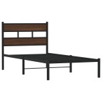 vidaXL Cadru de pat fără saltea, cu tăblie, stejar maro, 75x190 cm