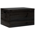 vidaXL Cutie din lemn cu capac și mânere negru lemn masiv de pin vidaXL Cutie din lemn cu capac și mânere negru lemn masiv de pin