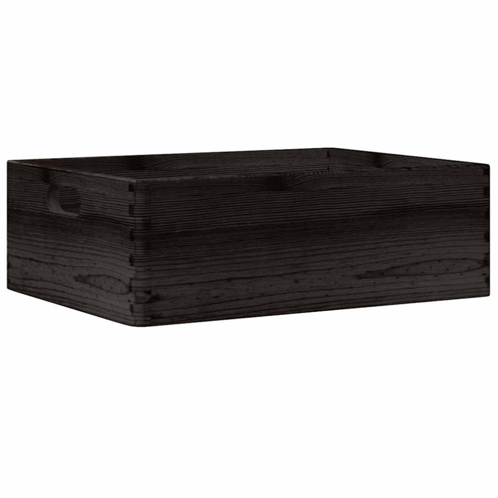 vidaXL Cutie din lemn cu mânere negru 40x30x13 cm lemn masiv de pin