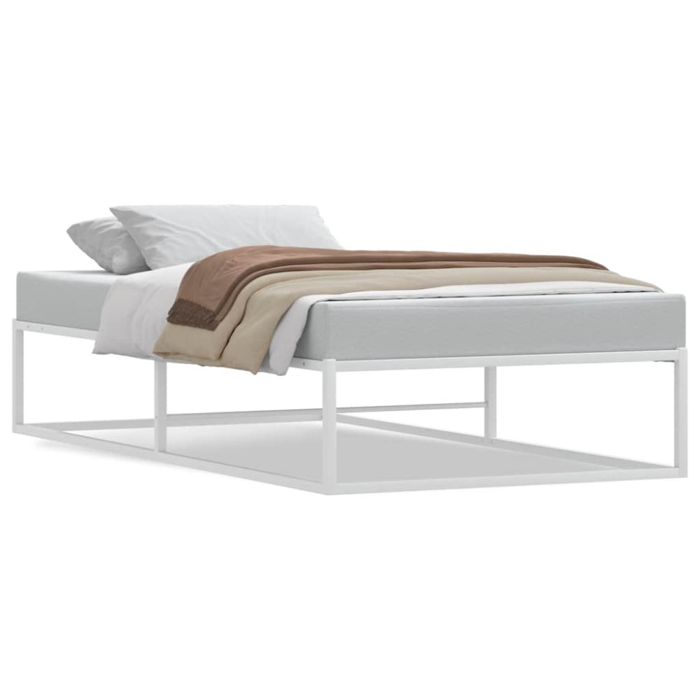 vidaXL Cadru de pat fără saltea alb 100x200 cm metal