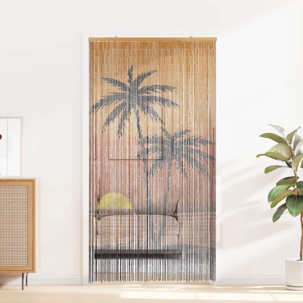 vidaXL Perdele ușă cu insecte imprimeu palmieri 100x220 cm bambus