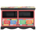 vidaXL Cabinet TV Multicolour 80 x 35 x 50 cm Lemn masiv de mango