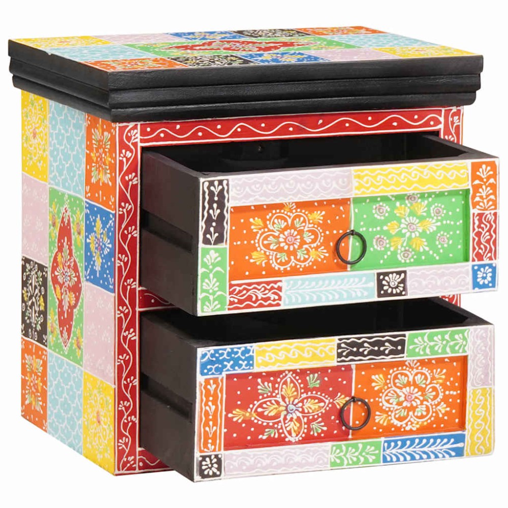 vidaXL Dulap de noapte Multicolor 40 x 30 x 40 cm Lemn masiv vopsit