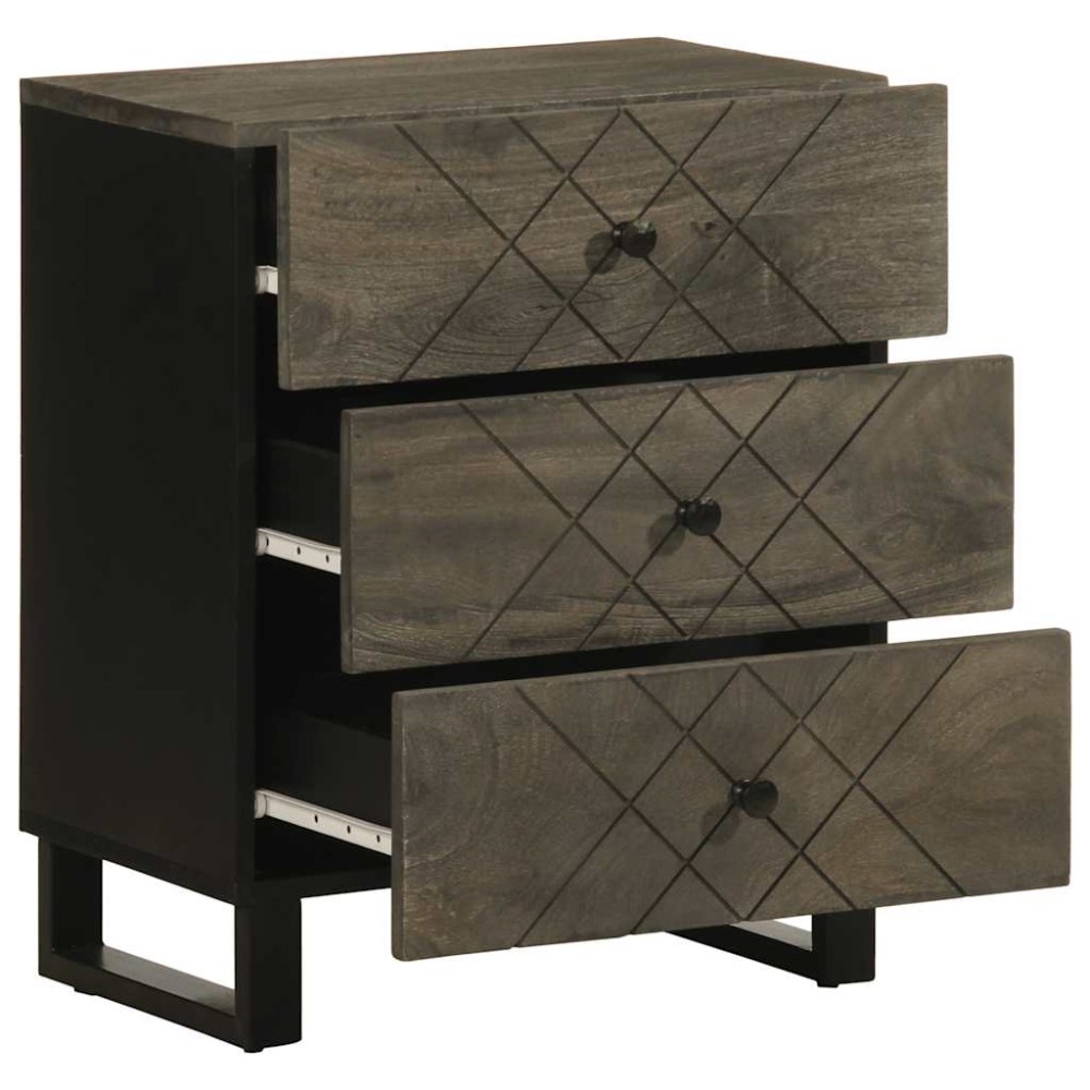 vidaXL Noptiera neagra 50x33x62 cm lemn masiv de mango