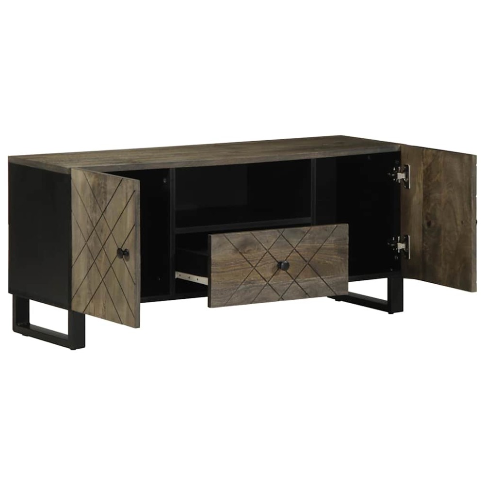 vidaXL Comodă TV, negru, 105x33x46 cm, lemn masiv de mango