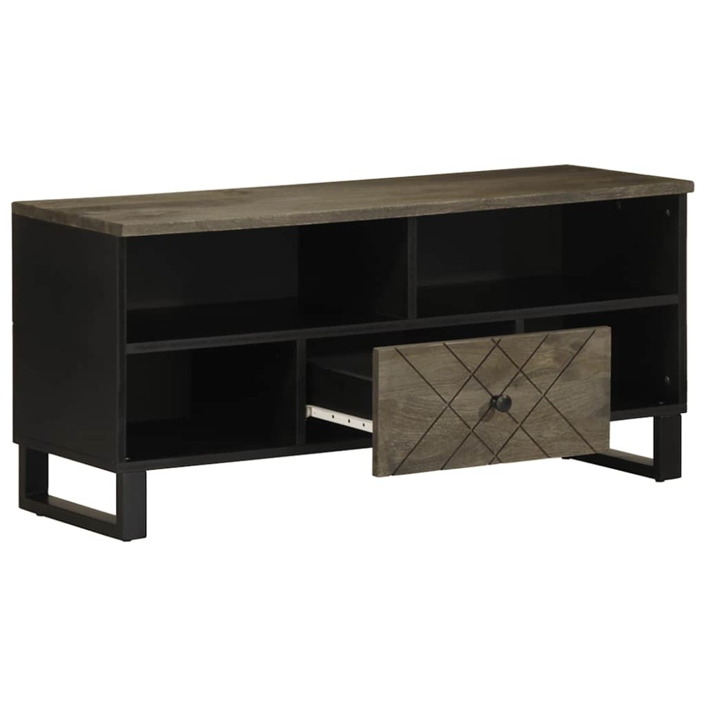 vidaXL Comodă TV, negru, 100x33x46 cm, lemn masiv de mango
