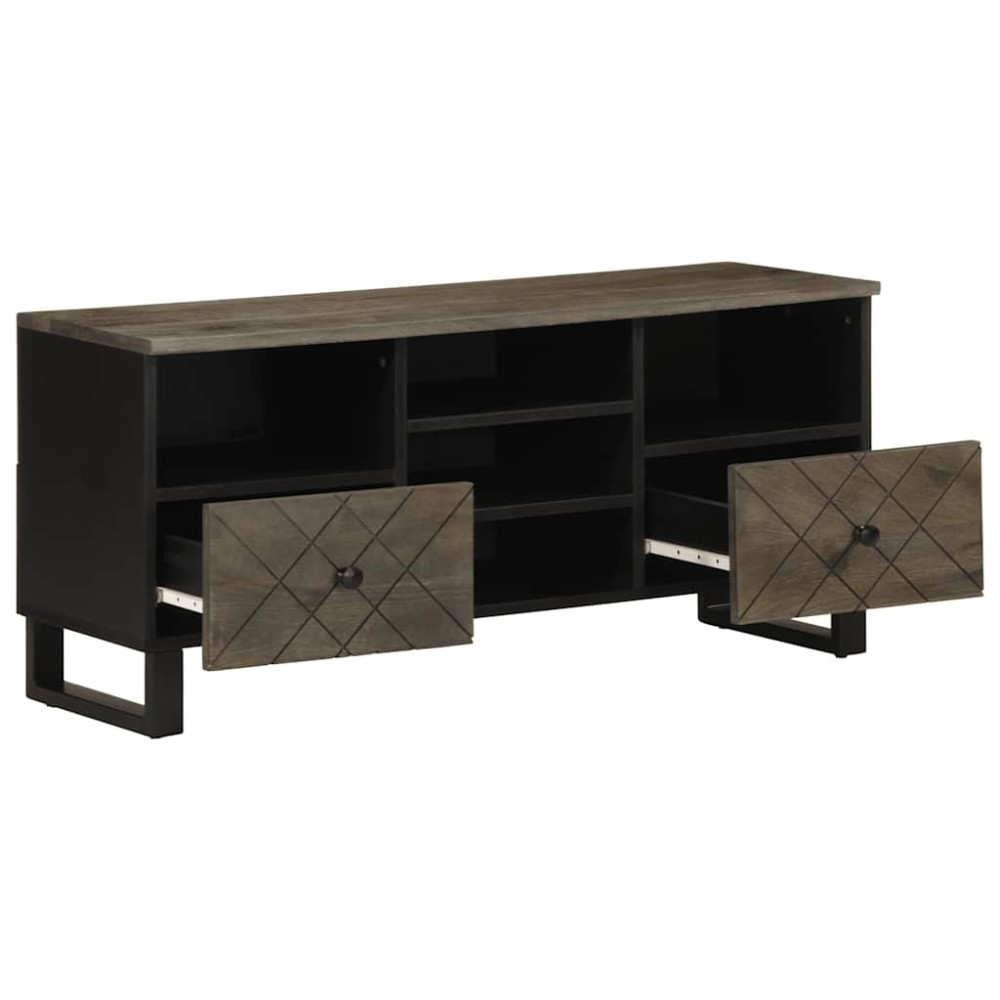 vidaXL Comodă TV, negru, 100x33x46 cm, lemn masiv de mango