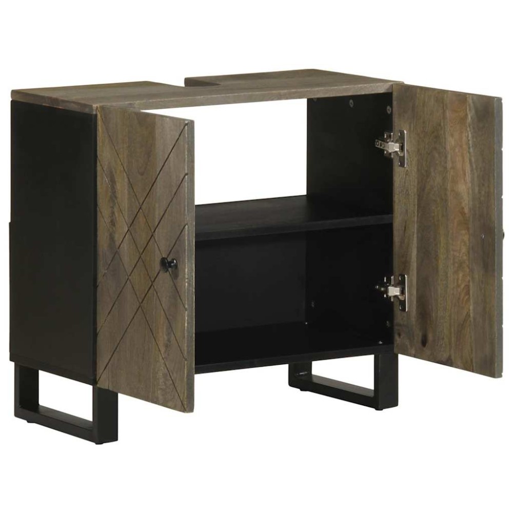 vidaXL Dulap pentru chiuvetă negru 62x33x58 cm lemn masiv de mango