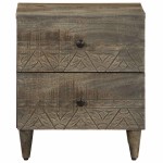 vidaXL Noptiera gri deschis 40x33x46 cm lemn masiv de mango