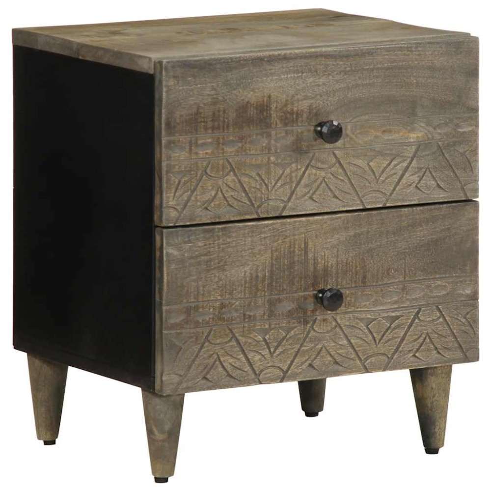 vidaXL Noptiere 2 buc Gri deschis 40x33x46 cm Lemn masiv de mango
