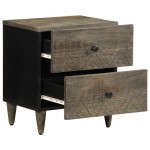 vidaXL Noptiere 2 buc Gri deschis 40x33x46 cm Lemn masiv de mango