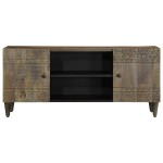 vidaXL Dulap TV Gri deschis 105x33,5x46 cm Lemn masiv Mango