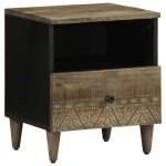 vidaXL Noptiere 2 buc Gri deschis 40x33x46 cm Lemn masiv de mango