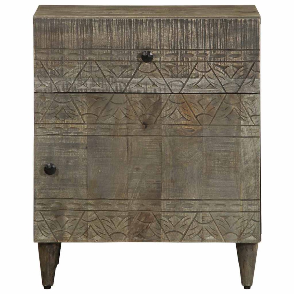 vidaXL Noptiera gri deschis 50x33x60 cm lemn masiv de mango