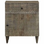vidaXL Noptiera gri deschis 50x33x60 cm lemn masiv de mango