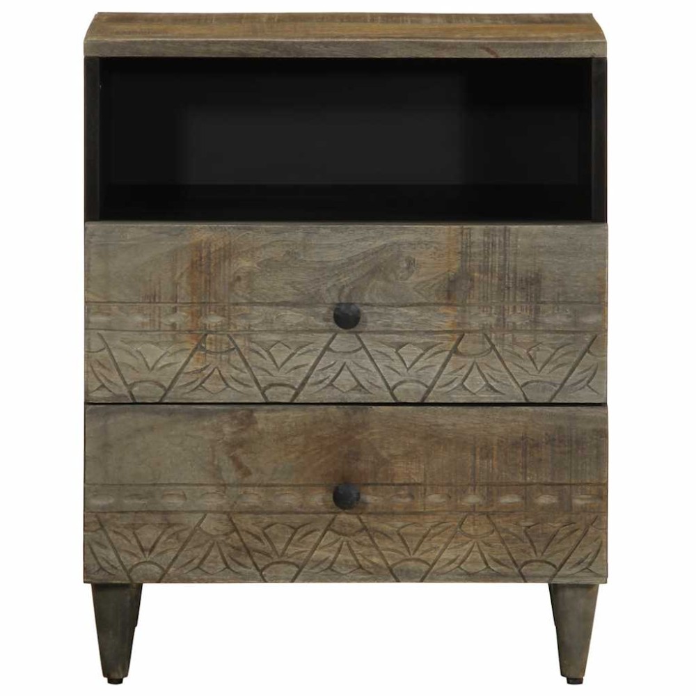 vidaXL Noptiera gri deschis 50x33x60 cm lemn masiv de mango