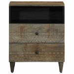 vidaXL Noptiera gri deschis 50x33x60 cm lemn masiv de mango