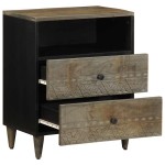 vidaXL Noptiera gri deschis 50x33x60 cm lemn masiv de mango
