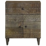 vidaXL Noptiera gri deschis 50x33x60 cm lemn masiv de mango