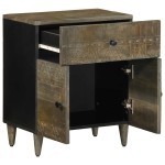 vidaXL Noptiera gri deschis 50x33x60 cm lemn masiv de mango
