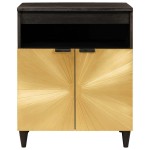 vidaXL Bufet cu raft Negru și Aur 60 x 33 x 75 cm Lemn masiv de mango