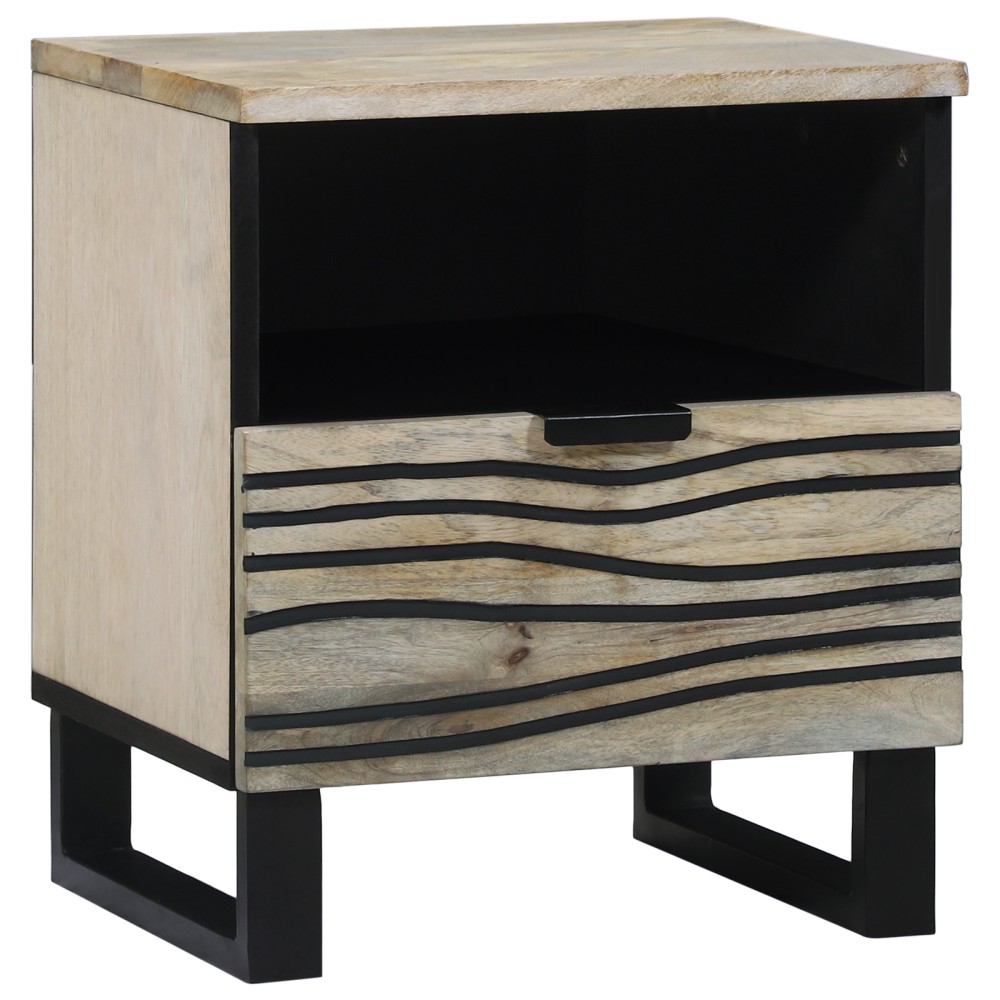 vidaXL Mese de noptieră cu sertar 2 pcs Alb și negru 40 x 33 x 46 cm