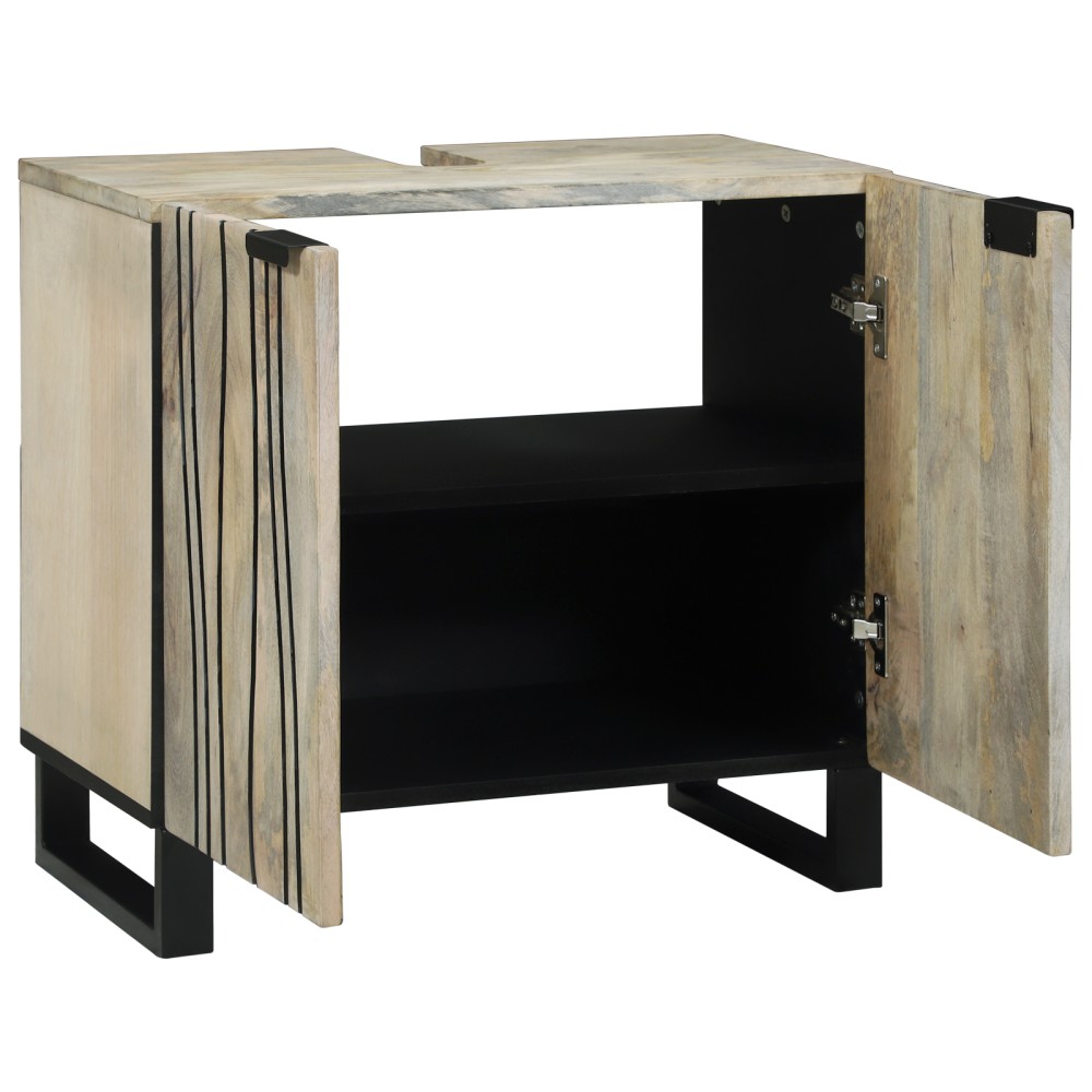 vidaXL Dulap de chiuvetă cu raft cu ușă Maro și negru 62 x 33 x 58 cm