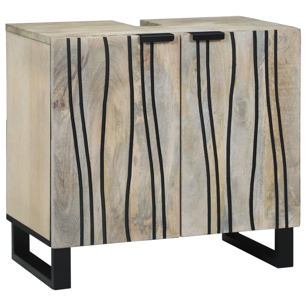 vidaXL Dulap de chiuvetă cu raft cu ușă Maro și negru 62 x 33 x 58 cm