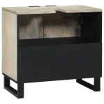 vidaXL Dulap de chiuvetă cu raft cu ușă Maro și negru 62 x 33 x 58 cm vidaXL Dulap de chiuvetă cu raft cu ușă Maro și negru 62 x 33 x 58 cm