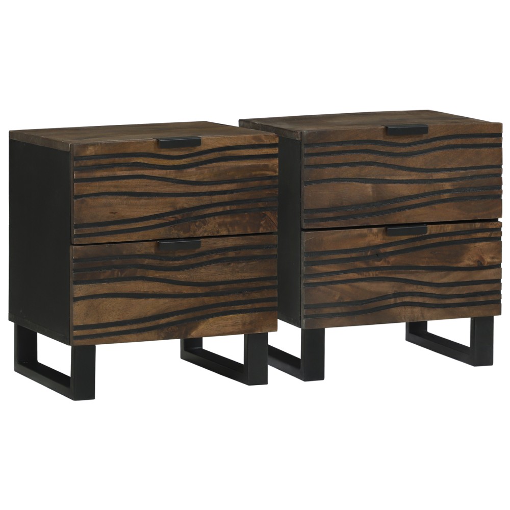 vidaXL Dulapuri de Noapte - 2 Piese, 40x33.5x46 cm, Din Lemn Solid de Mango
