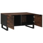 vidaXL Masă de cafea - 80 x 50 x 40 cm, făcută din lemn masiv și lemn stratificat. vidaXL Masă de cafea - 80 x 50 x 40 cm, făcută din lemn masiv și lemn stratificat.