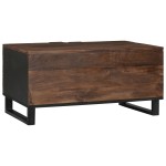 vidaXL Masă de cafea - 80 x 50 x 40 cm, făcută din lemn masiv și lemn stratificat. vidaXL Masă de cafea - 80 x 50 x 40 cm, făcută din lemn masiv și lemn stratificat.