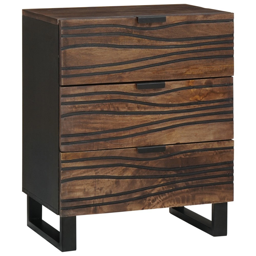 vidaXL Cabinet de Noptieră - 50x33x60 cm din lemn solid de mango și lemn reîncărcat.