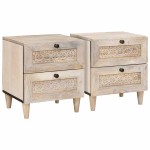 vidaXL Dulap de noapte 2 pcs Bej 40 x 33 x 46 cm Lemn masiv de acacia