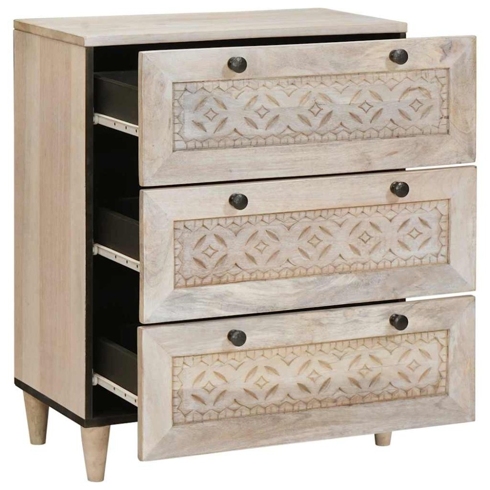 vidaXL Bufet cu sertar Alb 60 x 33 x 75 cm Lemn masiv de mango