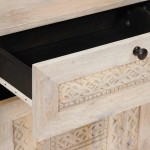 vidaXL Dulap de noapte cu ușă Bej 50 x 33 x 60 cm Lemn masiv de acacia