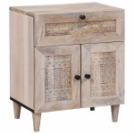 vidaXL Dulap de noapte cu ușă Bej 50 x 33 x 60 cm Lemn masiv de acacia