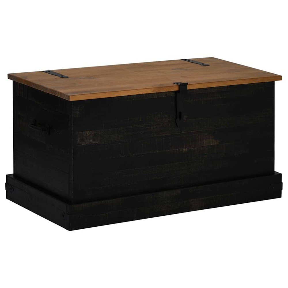 vidaXL Cufă de depozitare HALDEN Negru 91x48x47 cm Lemn masiv de pin