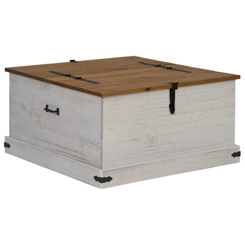 vidaXL Cufă de depozitare HALDEN alb 91x91x47 cm lemn masiv de pin