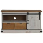 vidaXL Dulap TV HALDEN cu ușă glisantă alb 110x40x60 cm lemn masiv