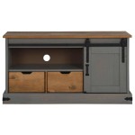vidaXL Dulap TV HALDEN cu uşă glisantă gri 110x40x60 cm lemn masiv
