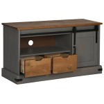 vidaXL Dulap TV HALDEN cu uşă glisantă gri 110x40x60 cm lemn masiv