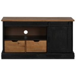 vidaXL Dulap TV HALDEN cu uşă glisantă negru 110x40x60 cm lemn masiv