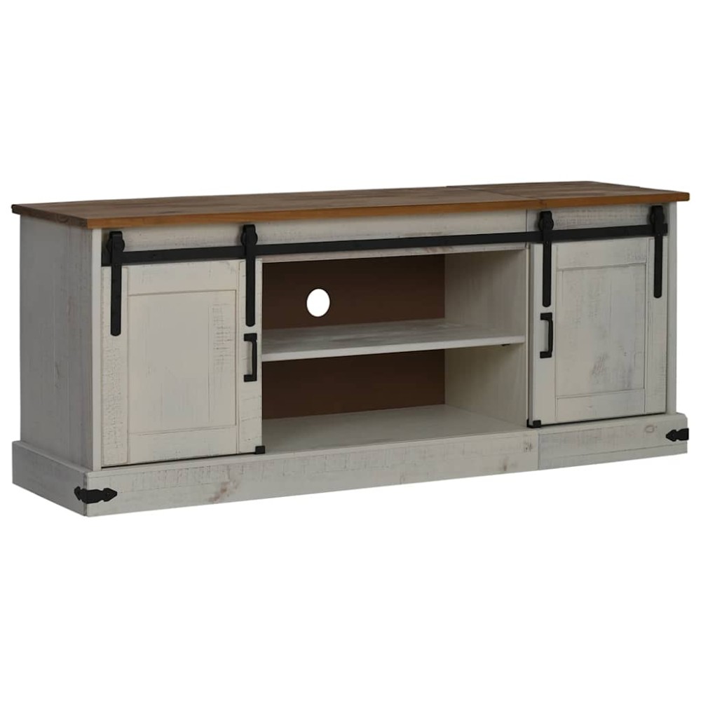 vidaXL Dulap TV HALDEN 2 uși glisante alb 150x40x60 cm lemn masiv