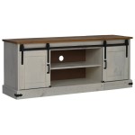 vidaXL Dulap TV HALDEN 2 uși glisante alb 150x40x60 cm lemn masiv